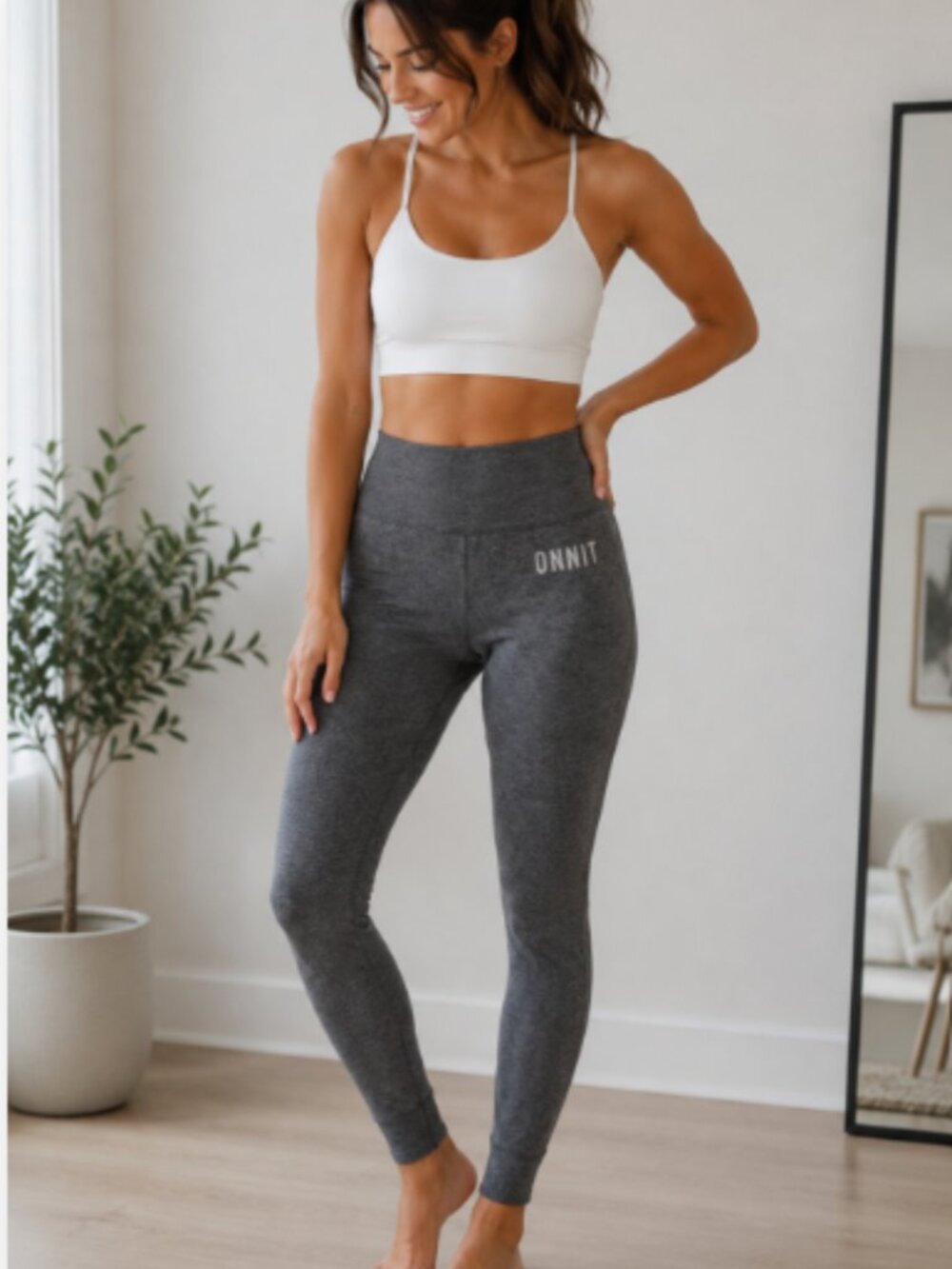 ONNIT Women's Performance Leggings Gray High Rise Workout Yoga Size Small